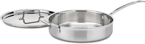 Miniatura 9 de Cuisinart MCP33-24HN MultiClad Pro de acero inoxidable de 3.5 cuartos de galón con sartén para saltear con mango auxiliar y cubierta, 3.5 cuartos