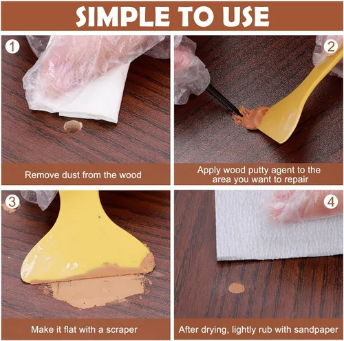 Miniatura 4 de SEISSO Masilla para Madera, Masilla de Nuez para Molduras, Masilla para Madera Pintable, Teñible, Masilla para Madera a Base de Agua para Nogal