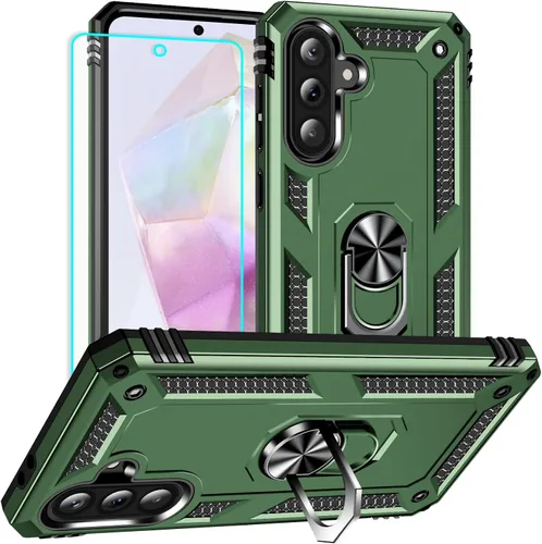 Miniatura 18 de Yiakeng Funda para Galaxy A32 5G, Samsung A32 5G, fundas protectoras de grado militar con anillo para Samsung Galaxy A32 5G (verde militar)