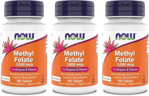 Miniatura 8 de Now Supplements Metil Folato 1,000 mcg, Folato Metabólicamente Activo, Vitamina Co-Enzima B, 180 Tabletas