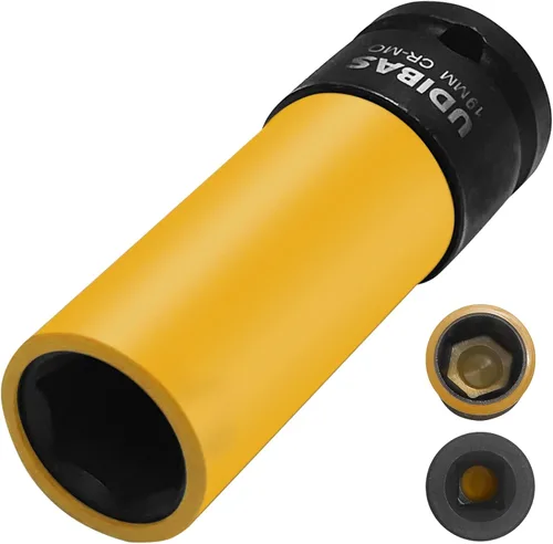 Miniatura 7 de Llave de tuerca de impacto de 17 mm de 1/2 pulgada, profunda, métrica, con fundas protectoras y material CR-MO de alta resistencia que no deja marcas