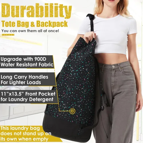 Miniatura 3 de Mochila de lavandería 115L, bolsa de lavandería extra grande y resistente con correas para el hombro, mochilas de lavandería para la universidad