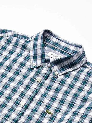 Miniatura 5 de Lacoste Camisa de manga larga con botones de popelín y tejido de guingán elástico para hombre