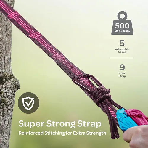 Miniatura 4 de Hamaca Duradera con Capacidad de 500 Libras, Silla Hamaca de Camping de Nylon - Tamaños Doble o Individual con Correas para Árboles y Bolsa