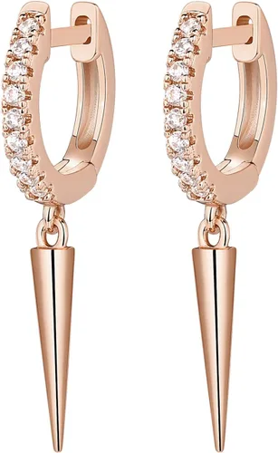 Miniatura 3 de PAVOI Aretes colgantes de plata de ley S925 chapados en oro de 14 quilates para mujer, diseño de estrella, cerradura, mariposa, luna, relámpago