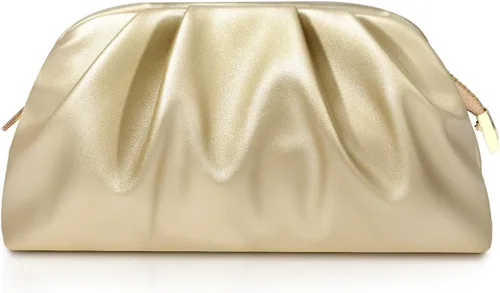 Miniatura 15 de lovyoCoCo Bolso de mano para mujer, suave, plisado, de poliuretano, para boda, elegante bolsa de noche para galas, bailes, fiestas de cóctel