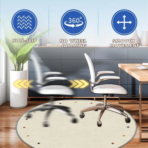 Miniatura 3 de Tapete para silla, alfombra de pelo corto para oficina, antideslizante, que reduce el ruido, alfombra redonda de 47 pulgadas, alfombra decorativa