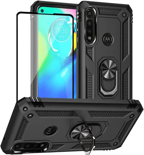 Miniatura 11 de Yiakeng Funda para Moto G Power 2020, Motorola G Power 2020 con protector de pantalla, fundas protectoras de grado militar con anillo para Moto G