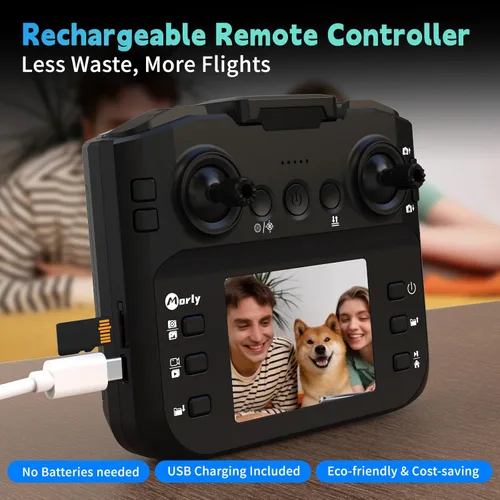 Miniatura 4 de M18LCD Drone con cámara 4K para adultos Drone con pantalla en el controlador Motor sin escobillas Posicionamiento de flujo óptico Modo sin cabeza