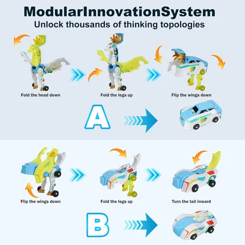 Miniatura 8 de Juguete de automóvil de dinosaurio que se transforma en colisión, 2 autos magnéticos que se transforman en juguetes de dinosaurio para niños, niñas