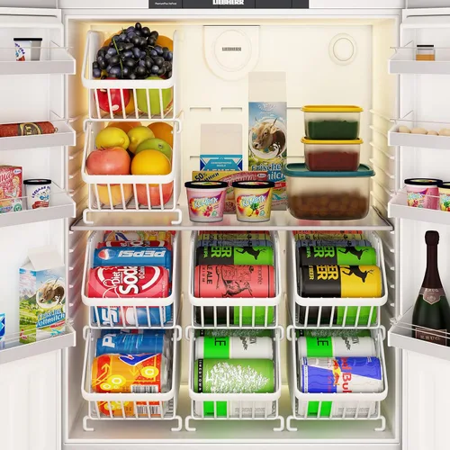 Miniatura 7 de GILLAS Paquete de 8 organizadores apilables de latas de soda para refrigerador, dispensador de latas, estante de almacenamiento de alimentos