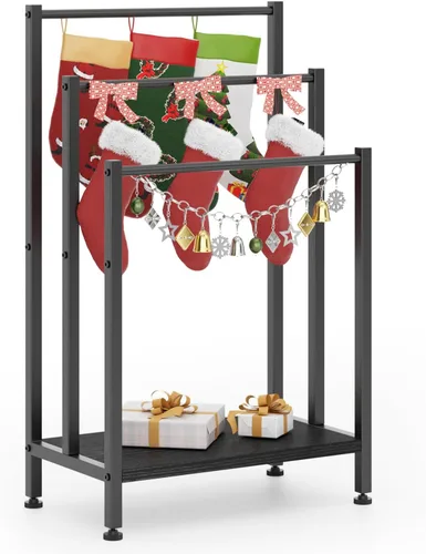 Miniatura 2 de Toallero independiente, toallero de metal de 3 niveles, soporte para manta para dormitorio, soporte de toalla de baño negro, soporte para toallas
