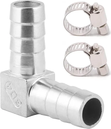 Miniatura 7 de Acero inoxidable 1" manguera Codo de púas 90 grados L Ángulo recto de púas de montaje de agua Combustible Aire