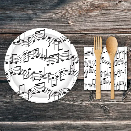 Miniatura 4 de Beistle 16 servilletas de papel para bebidas con notas musicales de los años 50, vajilla de rock and roll para decoraciones nocturnas de los años 50