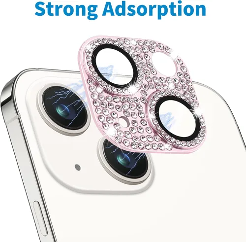 Miniatura 59 de Protector de lente de cámara diseñado para iPhone 12 Pro Max, con diamantes de imitación 3D con diamantes de imitación 9H, vidrio templado, Rosado
