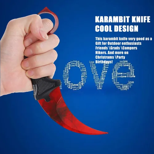 Miniatura 4 de TOPOINT Cuchillo Karambit, cuchillo de hoja fija de acero inoxidable con funda y cuchillo de cordón CS-GO para caza, campamento y supervivencia