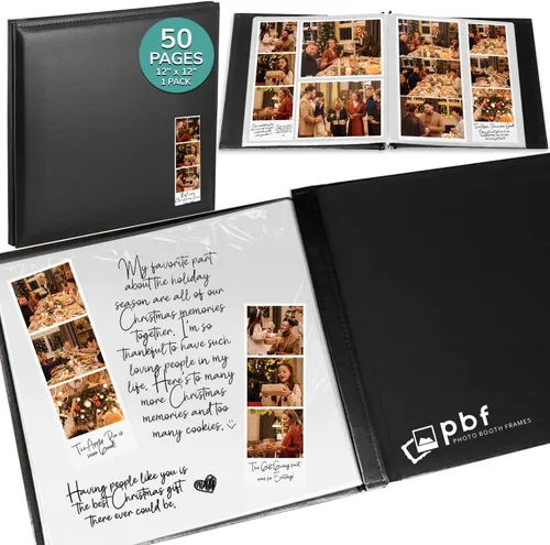 Marcos para cabina de fotos – Álbum de cabina de fotos de 12 x 12 pulgadas, álbum encuadernado con poste de carga superior, 50 páginas (páginas