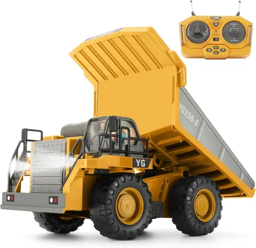 Miniatura 11 de KIZJORYA Excavadora de Control Remoto, Juguetes para Niños de 6-12 Años, Vehículos de Construcción Camión RC Recargable de 11 Canales con Sonido