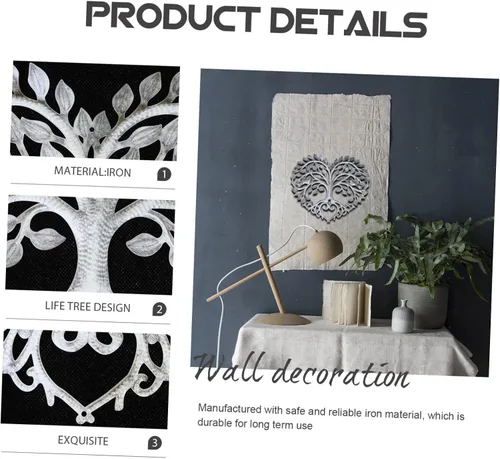 Miniatura 9 de GANAZONO Árbol de la vida, decoración de pared, decoración para el hogar, plantas, decoración de corazón, árbol de metal, escultura de árbol
