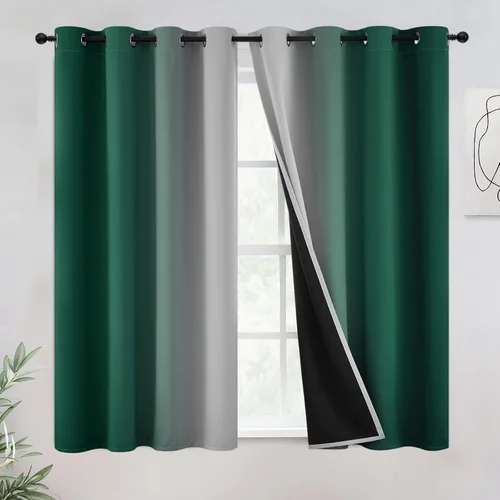 Miniatura 13 de COSVIYA - Cortinas 100% opacas y visillos con ombre, cortinas negras de 63 pulgadas de largo, 2 paneles, cortinas de oscurecimiento total