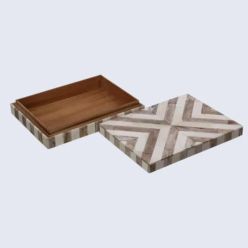 Miniatura 5 de Handicrafts Home Organizador para joyas y caja de almacenamiento, cajas decorativas para mujer y chicas, para envoltura, estampado de cheurón blanco