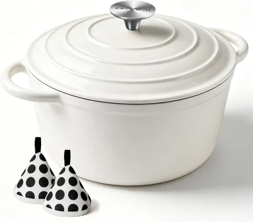 Miniatura 25 de COOKWIN Olla de hierro fundido esmaltada con tapa antiadherente, olla recubierta de esmalte antiadherente, azul, 3 QT