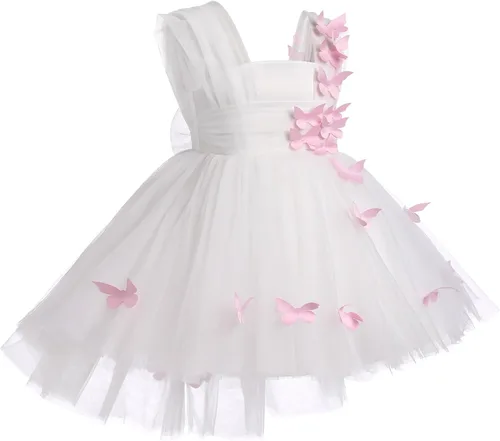 Miniatura 2 de Vestido de cumpleaños de mariposa para niñas pequeñas, vestido de tul alto y bajo de tul para bautizo, fiesta de boda, vestidos de tul para sesión