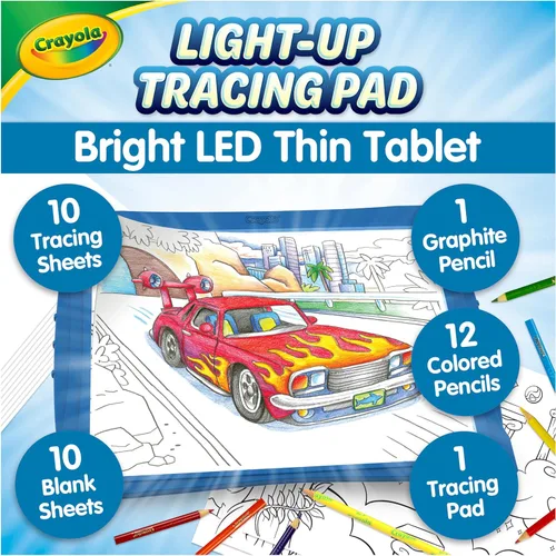 Crayola Almohadilla de trazado iluminada: proyector de dibujo y trazado azul, para niños, regalos de vacaciones y Navidad para niñas y niños, mesa