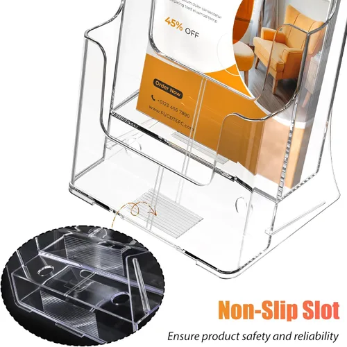Miniatura 5 de FUCDTEFC Soporte acrílico para folletos de 8.5 x 11 pulgadas y 4 x 9 pulgadas, soporte transparente de 2 niveles para revistas, soporte