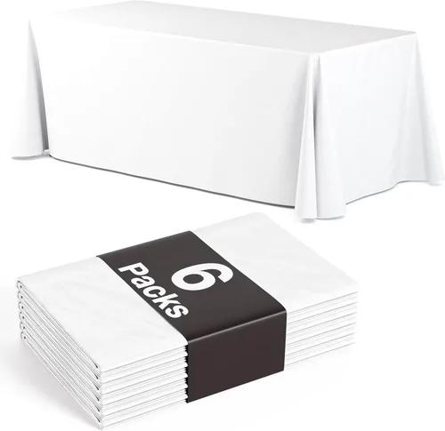 Miniatura 9 de Paquete de 6 manteles rectangulares desechables de plástico color negro, 70 x 120 pulgadas, para fiestas, mantel rectangular, manteles desechables