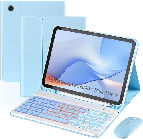 Miniatura 13 de Funda de teclado para Samsung Galaxy Tab S6 Lite de 10.4 pulgadas, teclado ligero desmontable con retroiluminación, funda delgada para tableta