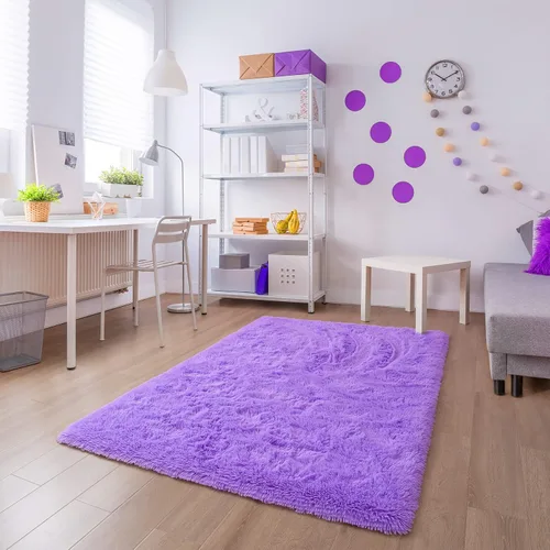 Miniatura 5 de Noahas Alfombras de Área Grandes y Esponjosas de 5x8 pies para Sala de Estar y Dormitorio, Alfombra Gruesa de Pelo Largo Beige y Blanca, Alfombra