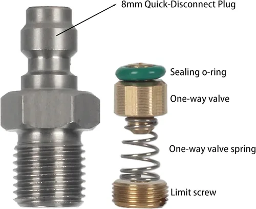 Miniatura 3 de Adaptador de enchufe de desconexión rápida de 0.315 in, accesorios de carga de herramientas de aire de rosca macho BSPP de acero inoxidable de 1/8