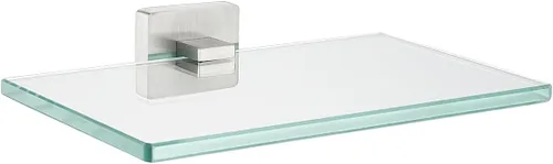 Miniatura 21 de JQK Estante de cristal para baño cromado, almacenamiento de ducha de vidrio templado de 12 x 5 pulgadas, montaje en pared cromado pulido de acero