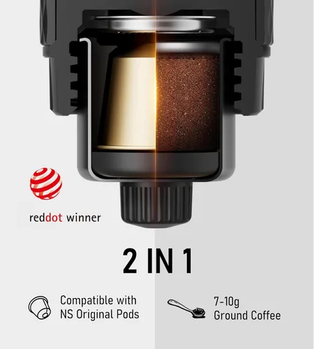 Miniatura 2 de STARESSO - Máquina portátil manual de café espresso, con espuma espesa y gruesa, minicafetera para cápsulas de café molido y Nespresso, para viajes