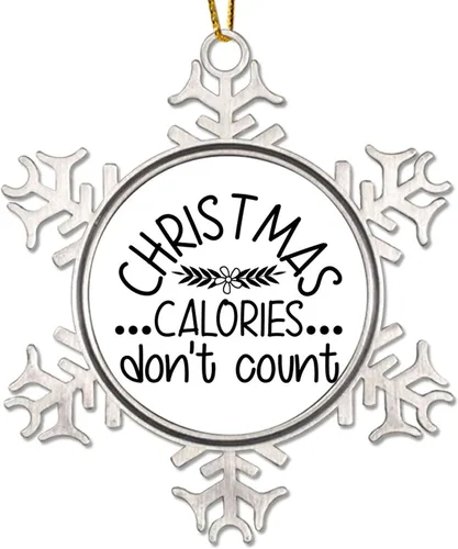 Miniatura 9 de Adornos decorativos para colgar en la temporada de Navidad con citas divertidas de Navidad, adornos de copo de nieve de metal, regalo de Navidad
