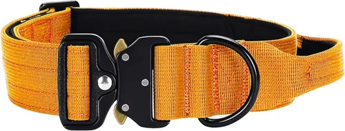 Collar táctico para perro resistente, nailon ajustable con hebilla de metal, varios colores (naranja, L)