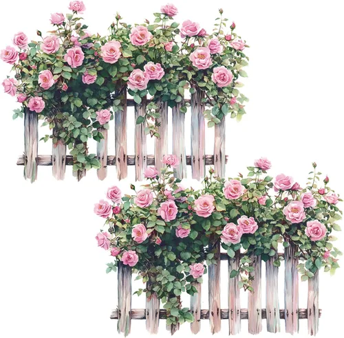Miniatura 13 de Calcomanías de pared de rosas vívidas, calcomanías de pared florales de vid colgantes, calcomanías de mariposa, papel tapiz para despegar y pegar