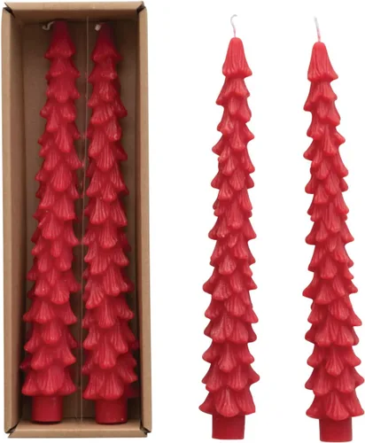 Miniatura 12 de Creative Co-Op Velas cónicas en forma de árbol sin perfume, color beige ponche de huevo, juego de 2 en caja Ponche de huevo beige
