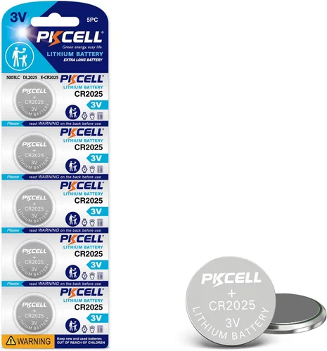 PKCELL CR 2025 Baterías CR2025 3V Batería de litio (paquete de 5)