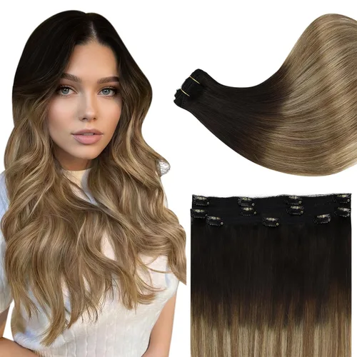 Miniatura 74 de Full Shine Extensiones de cabello humano con pinzas, cabello humano Remy invisible para mujer, color rubio platino, 20 pulgadas, 8 unidades, 4.23 oz