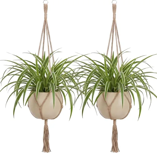 Miniatura 11 de EBOOT Paquete de 3 cuerdas grandes de macramé para colgar plantas de 33, 41, 48 pulgadas, para colgar macetas para decoración de interiores