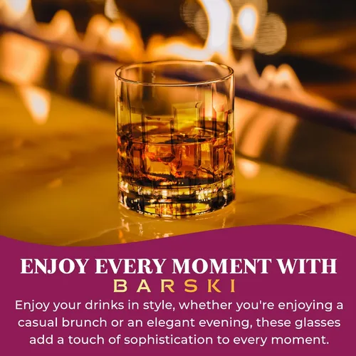 Miniatura 7 de Barski Vasos de whisky – Doble Old Fashioned Rocks Glass – Juego de 2 vasos de cristal DOF – para whisky – Bourbon – Agua – Bebidas – Vasos