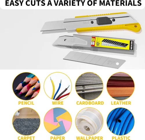 Miniatura 5 de Paquete de 50 cuchillas de cuchillo utilitario de 0.984 in, cuchillas a presión para cortadores de caja retráctiles y cuchillos, cuchillas SK5