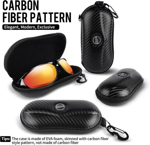 Miniatura 2 de BLUPOND Estuche de gafas de sol semi duro EVA Shell con gancho colgante de metal clip cinturón almacenamiento gafas de sol
