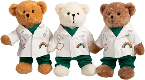 Miniatura 7 de HollyHOME Oso de Peluche Doctor Oso de Peluche en Batas y Bata Blanca Regalos para Médicos Estudiantes y Niños 16 Pulgadas, Crema