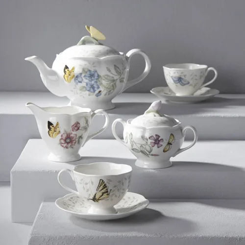 Miniatura 2 de Lenox Butterfly Meadow - Juego de té de 8 piezas, servicio para 2, color blanco