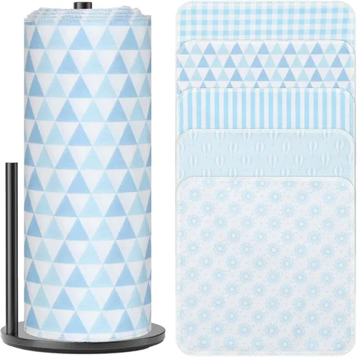 Miniatura 10 de Paquete de 25 toallas de papel reutilizables, toallas sin papel enrolladas lavables de tela de algodón para toallas de cocina, productos de cero
