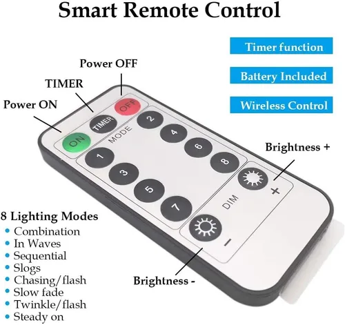 Miniatura 5 de Twinkle Star - Cadena de luces de hadas, 100 LED de 33 pies, funciona con pilas, impermeables con control remoto, temporizador y 8 modos
