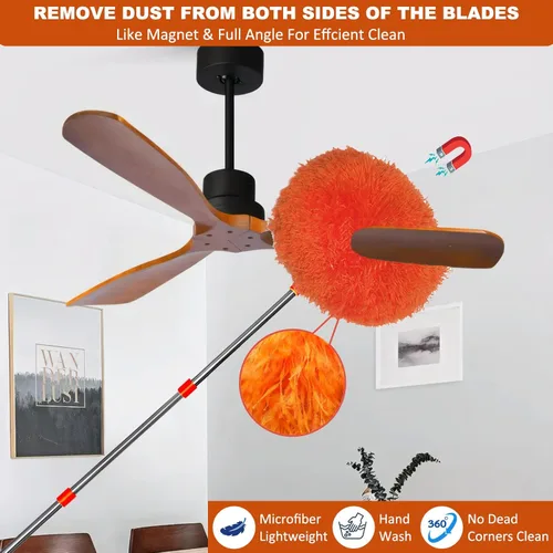 Miniatura 3 de Kit de polvo de alto alcance de 20 pies, plumero de telaraña y ventilador de techo con poste de extensión de 3 a 14 pies para limpieza, limpiador